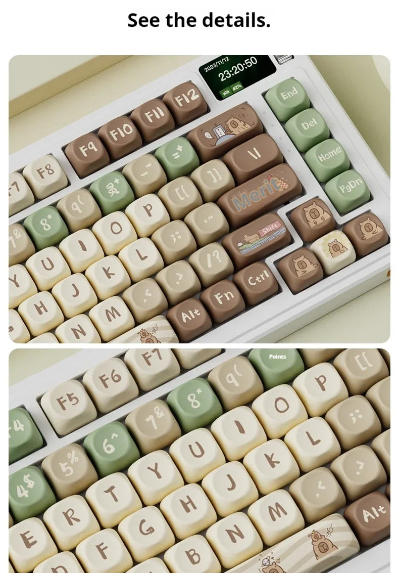Capybara Anime Keycap Moa Profile Pbt Cute Keycaps 131key Cartoon Artisan Key Caps Point Keyboard Cap Mechanical Keyboard Gamer